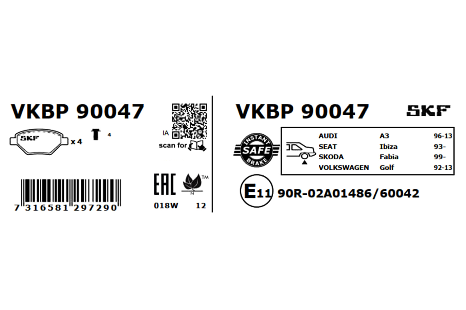 Placute frana SKF VKBP90047